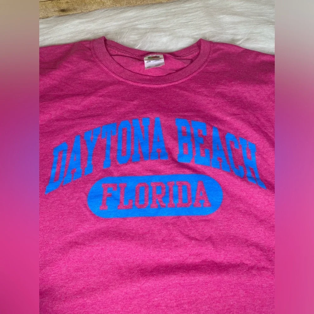 Daytona Beach Florida Pink T Shirt Top Size 2XL Womens Fruit Of The Loom - Picture 6 of 6